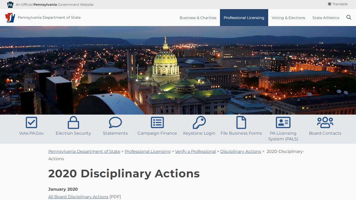 2020-Disciplinary-Actions - Pennsylvania Department of State